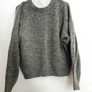 H&M Gray Sweater with Embellishments